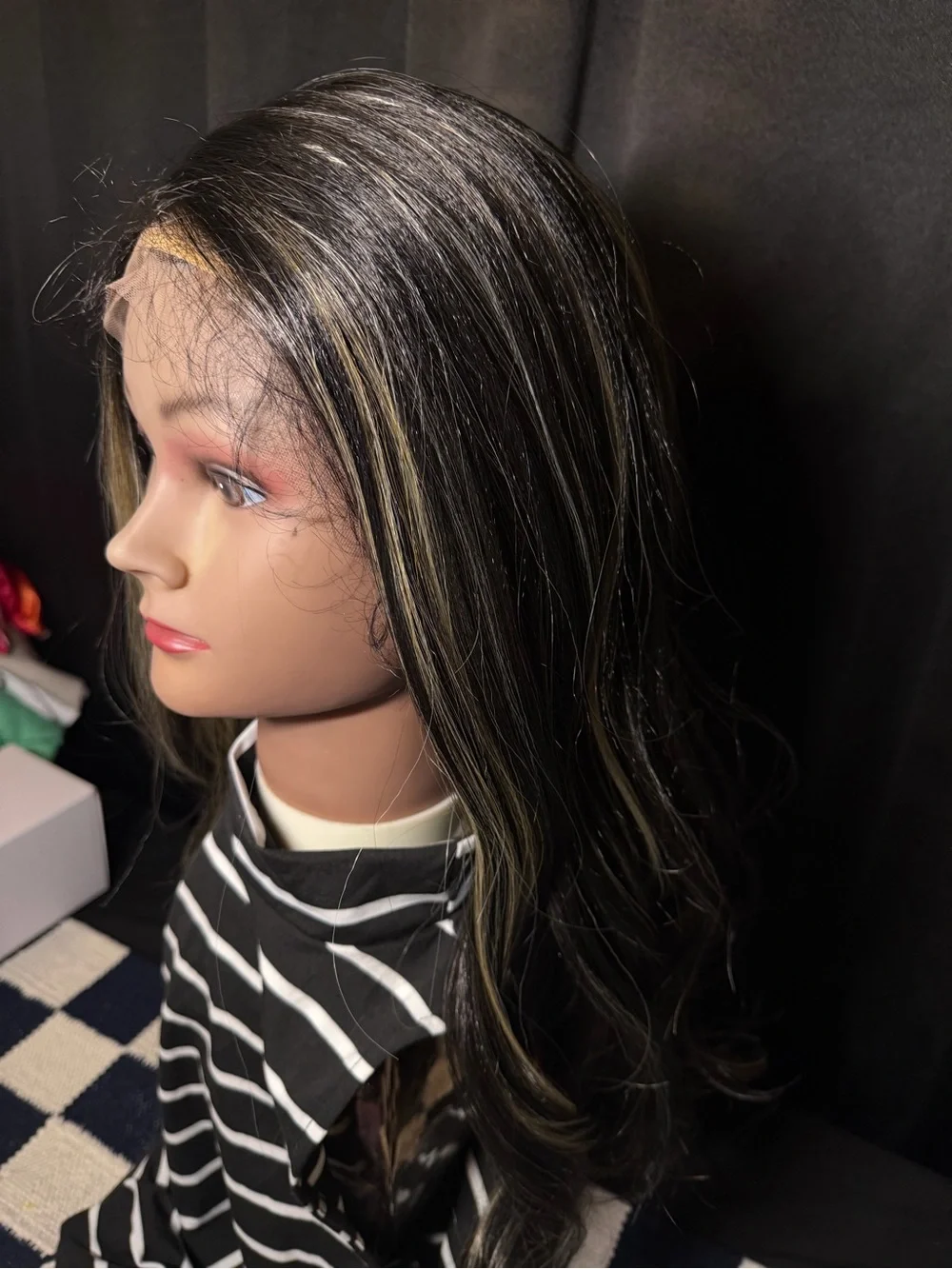 Sensationnel Black Synthetic Lace Front Wig with Blonde Highlights - NWT